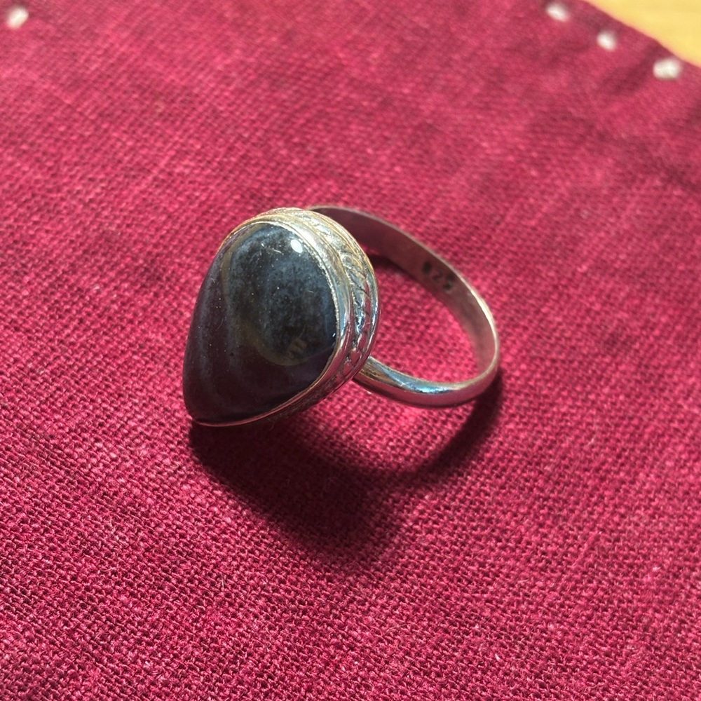 Sterling Silver and Black/blue Stone Ring